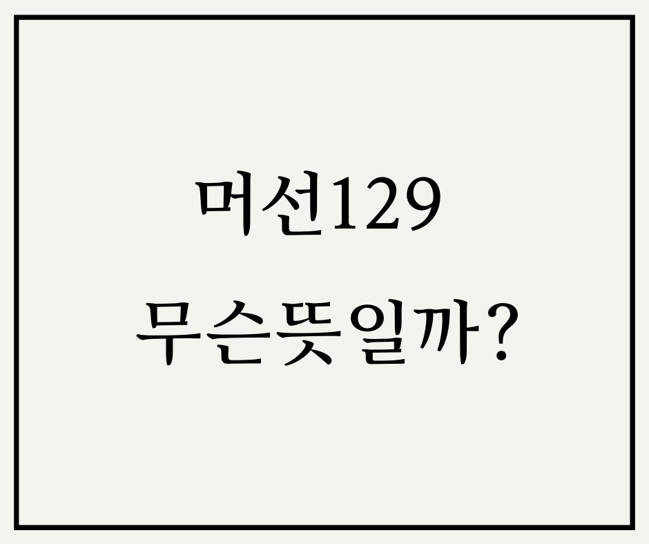  머선129 이게 대체 무슨뜻일까?