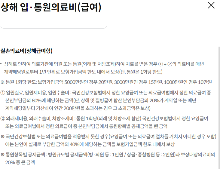 삼성화재 실손보험의 보장내용