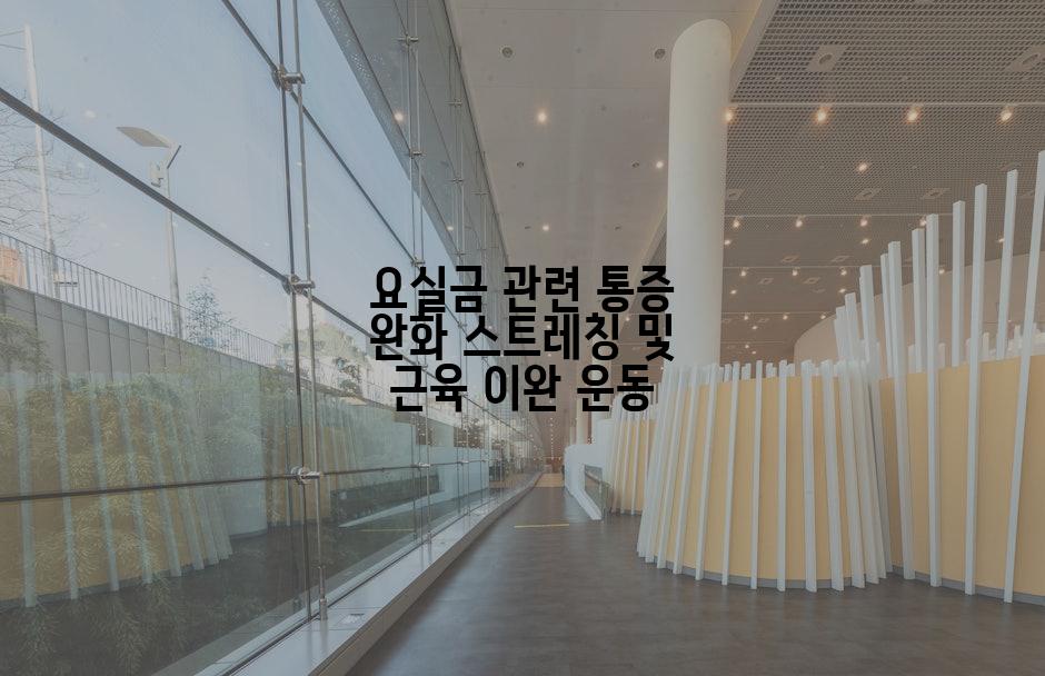 요실금 관련 통증 완화 스트레칭 및 근육 이완 운동