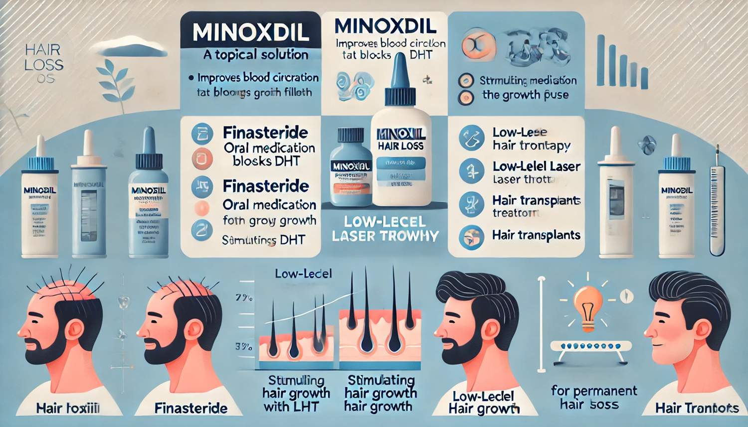 미녹시딜과 다른 탈모 치료제 비교