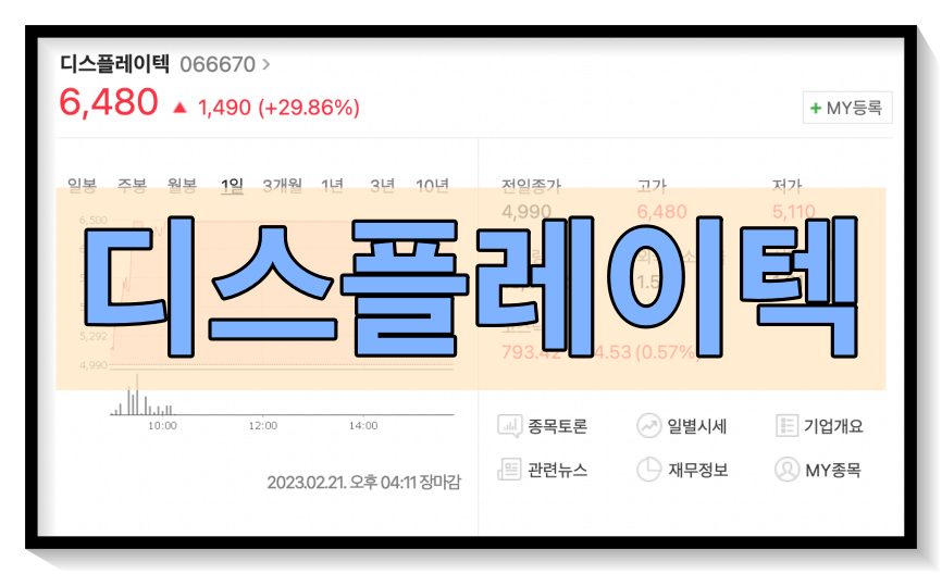 디스플레이테크 주가