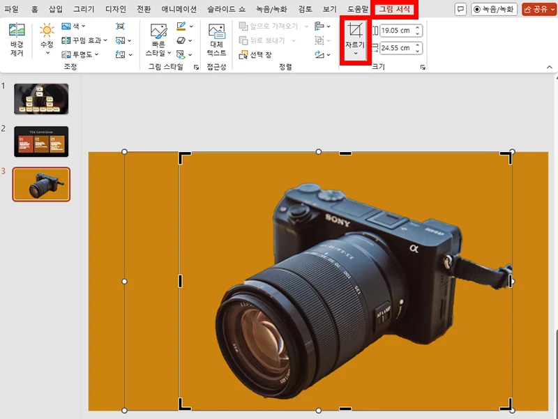 파워포인트 배경 제거 완료 모습