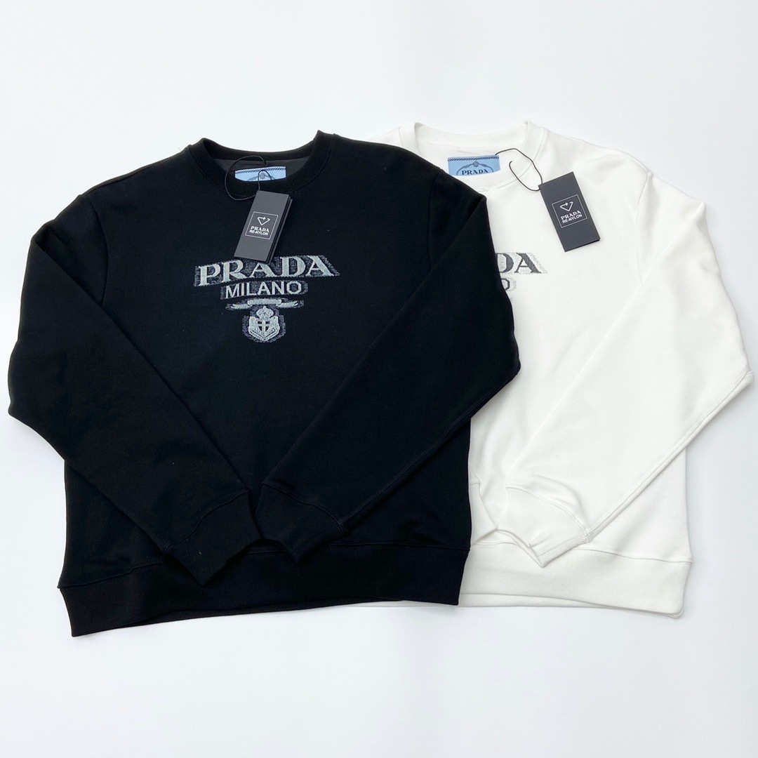  [PRADA] 프라다 오버사이즈 코튼 저지 로고 스웨트 셔츠 UJL148_1Y13_F0967_S_202 (2 COLOR)