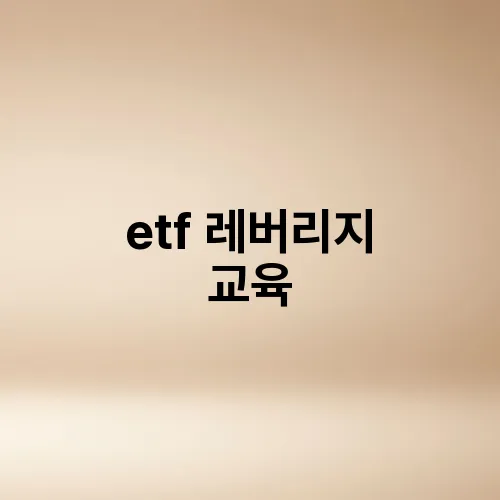etf 레버리지 교육

