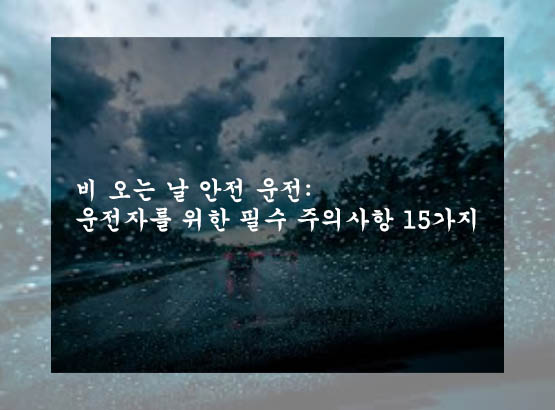  비 오는 날 안전 운전: 운전자를 위한 필수 주의사항 15가지