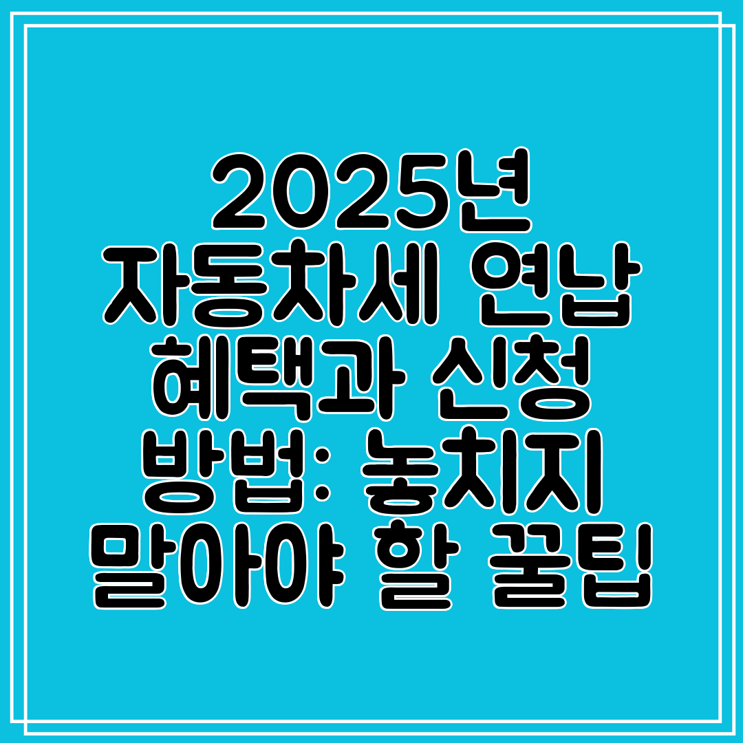 2025년 자동차세 연납 혜택과 신청 방법 놓치지 말아야 할 꿀팁