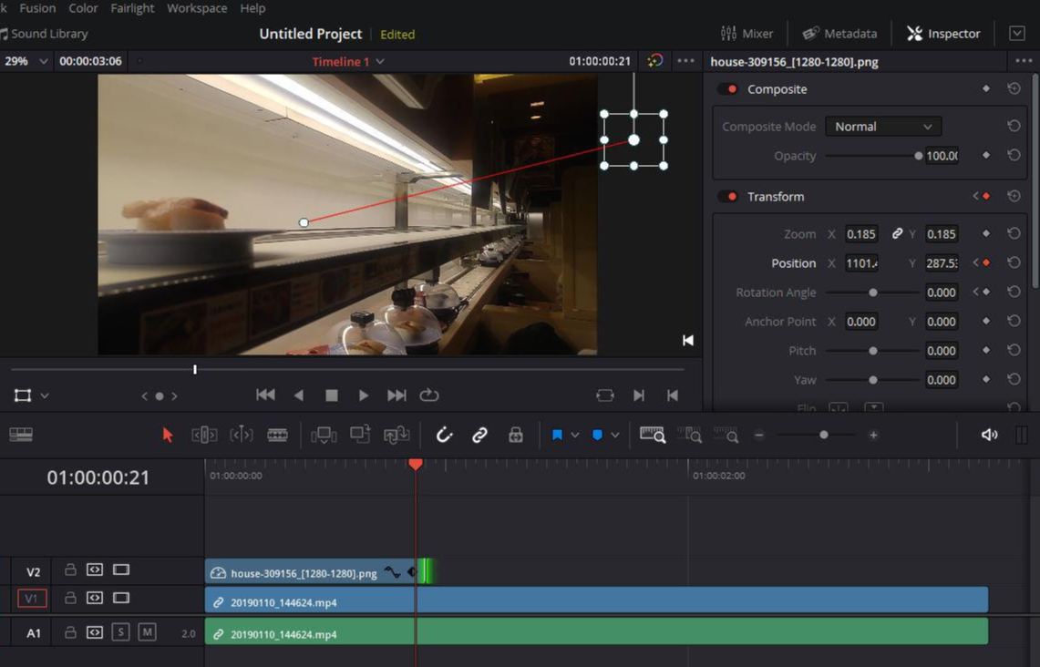 움직임이 끝나는 지점 포지션 키프레임 설정