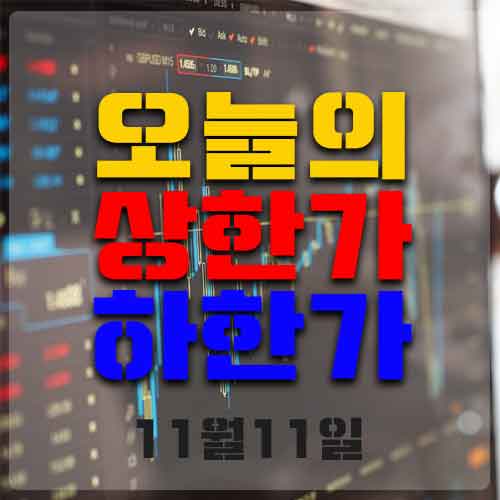  오늘의 상한가 하한가 종목 11월11일