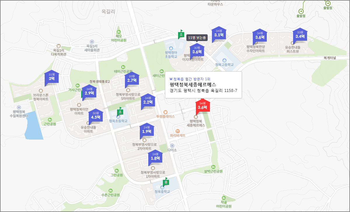 평택청북 세종헤르메스 입지와 주변시세