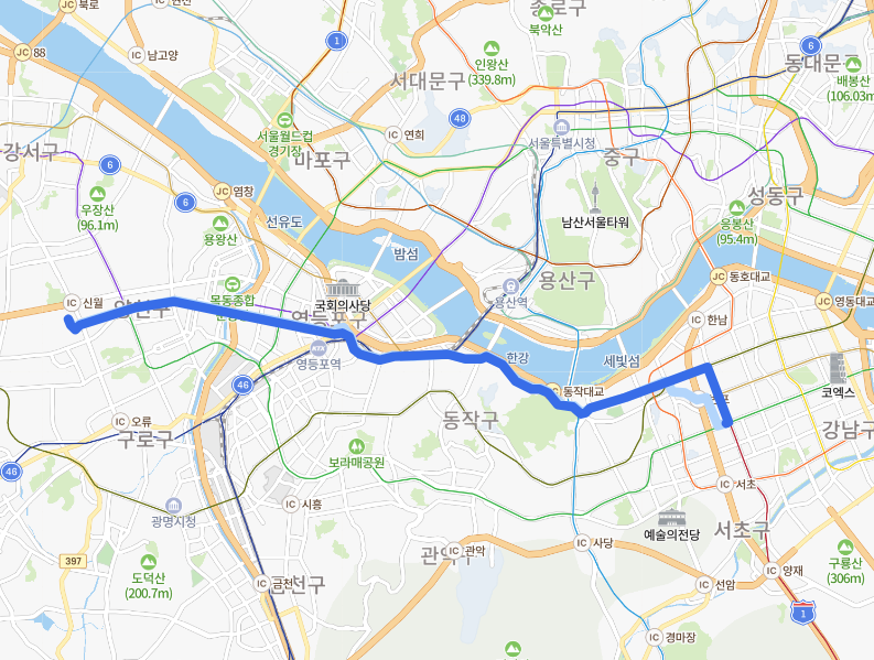  [서울] 640번버스 노선, 시간표 : 신정역, 목동, 영등포, 노량진역, 강남역