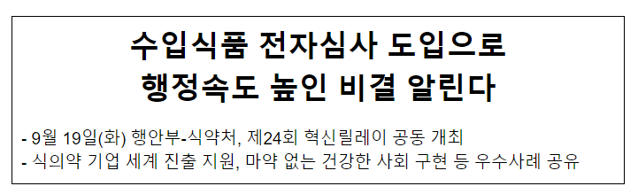  수입식품 전자심사 도입으로 행정속도 높인 비결 알린다