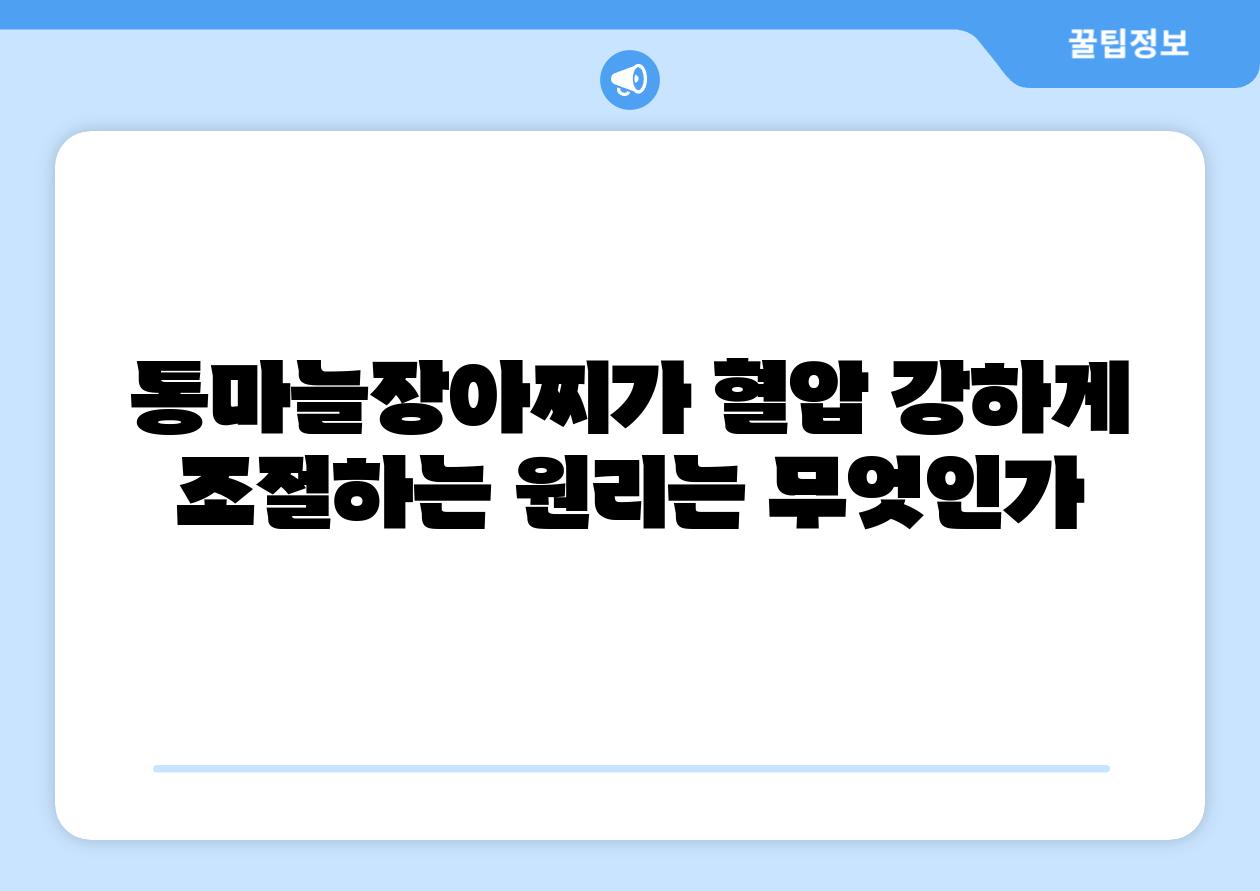 통마늘장아찌가 혈압 강하게 조절하는 원리는 무엇인가