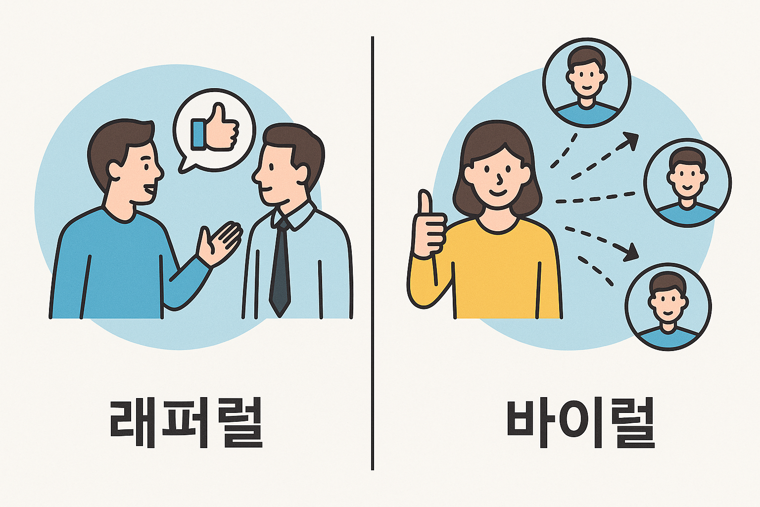 래퍼럴과 바이럴의 차이 이미지