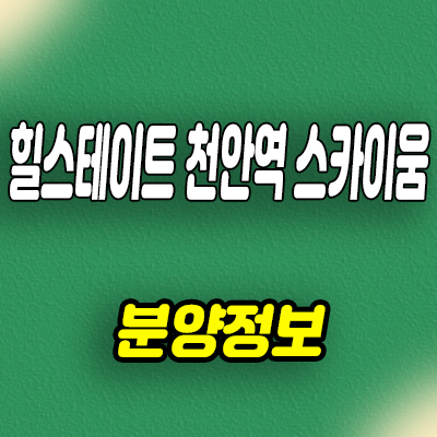  힐스테이트 천안역 스카이움 신규 아파트 성정동 현대건설 브랜드 줍줍 분양가 안내