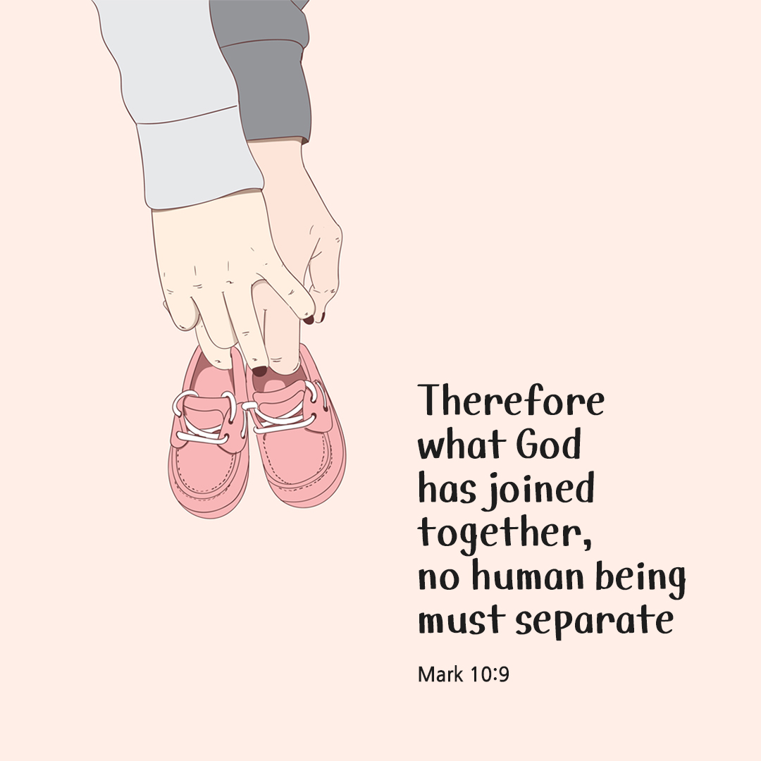 Therefore what God has joined together, no human being must separate. (Mark 10:9) by pieonane Daily Bible quote image