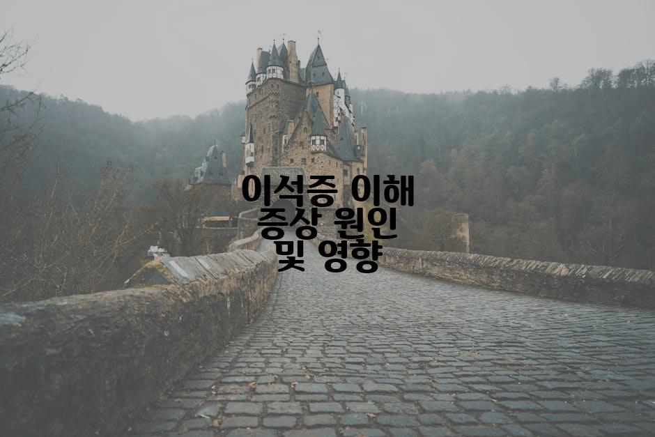 이석증 이해 증상 원인 및 영향