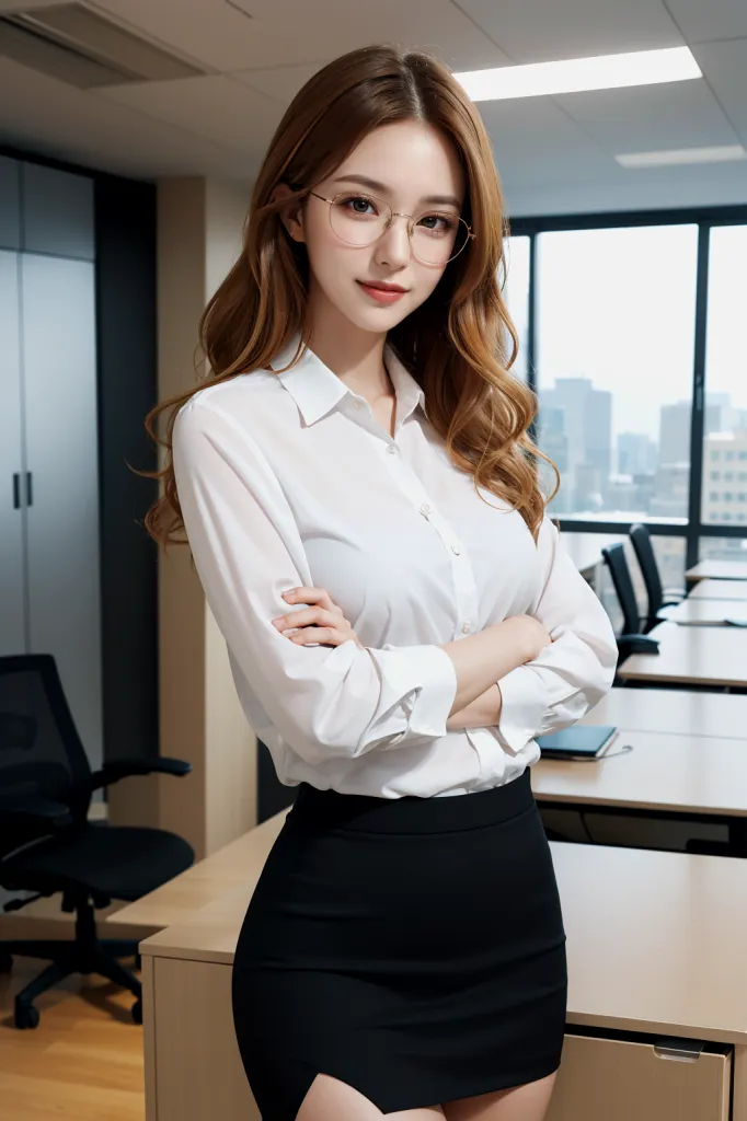AI 실사 오피스 정장 비서 룩북 셔츠 치마 컨셉