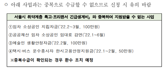 서울시 프리랜서 지원금 서울시 특고 프리랜서 지원금 10