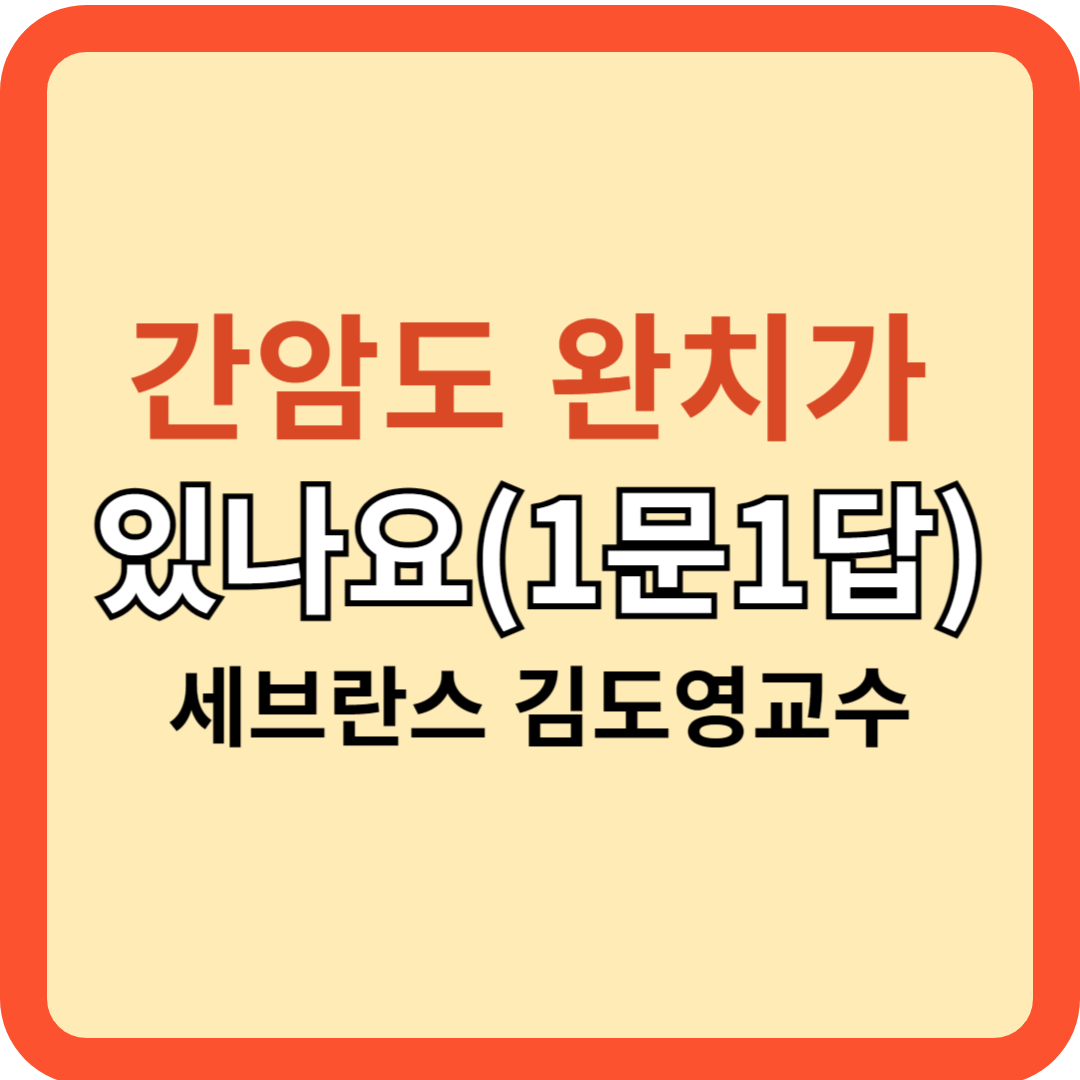 간암도 완치가 있나요?(세브란스 김도영 교수 1문 1답)