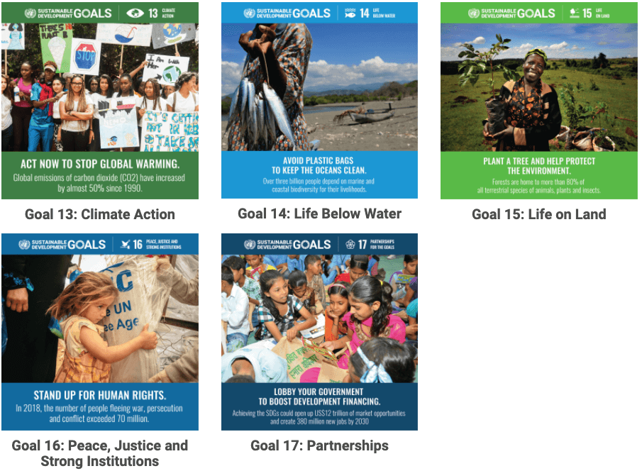 UN에서 발표한 지속 가능 개발목표 13번부터 17번 개요