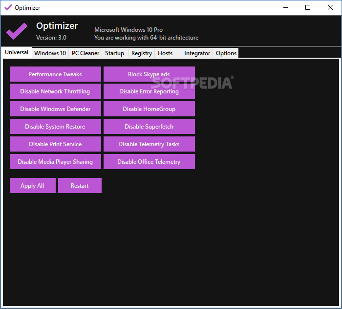  윈도우10 최적화  프로그램  optimizer 5.0