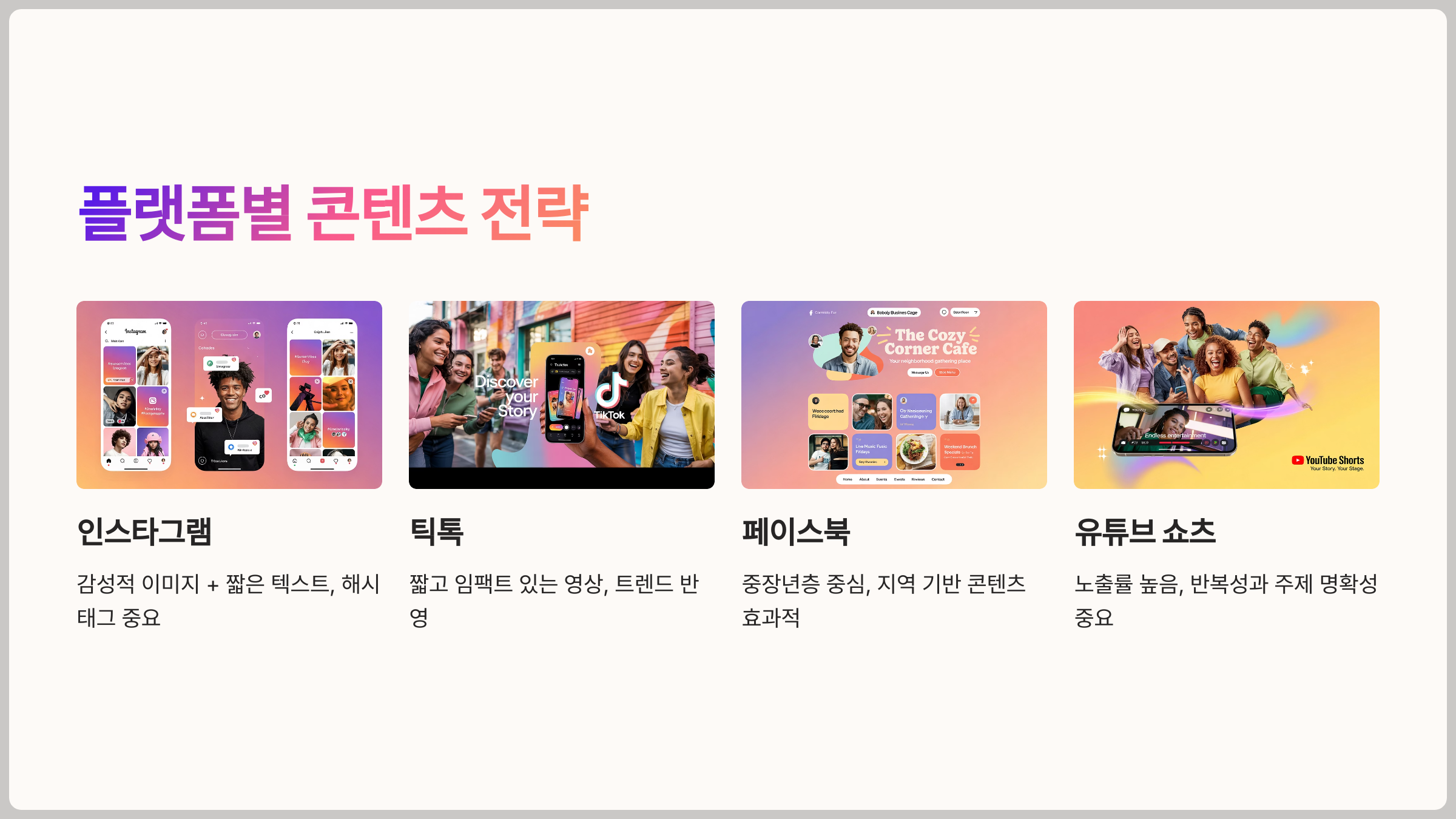 플랫폼별 콘텐츠 전략