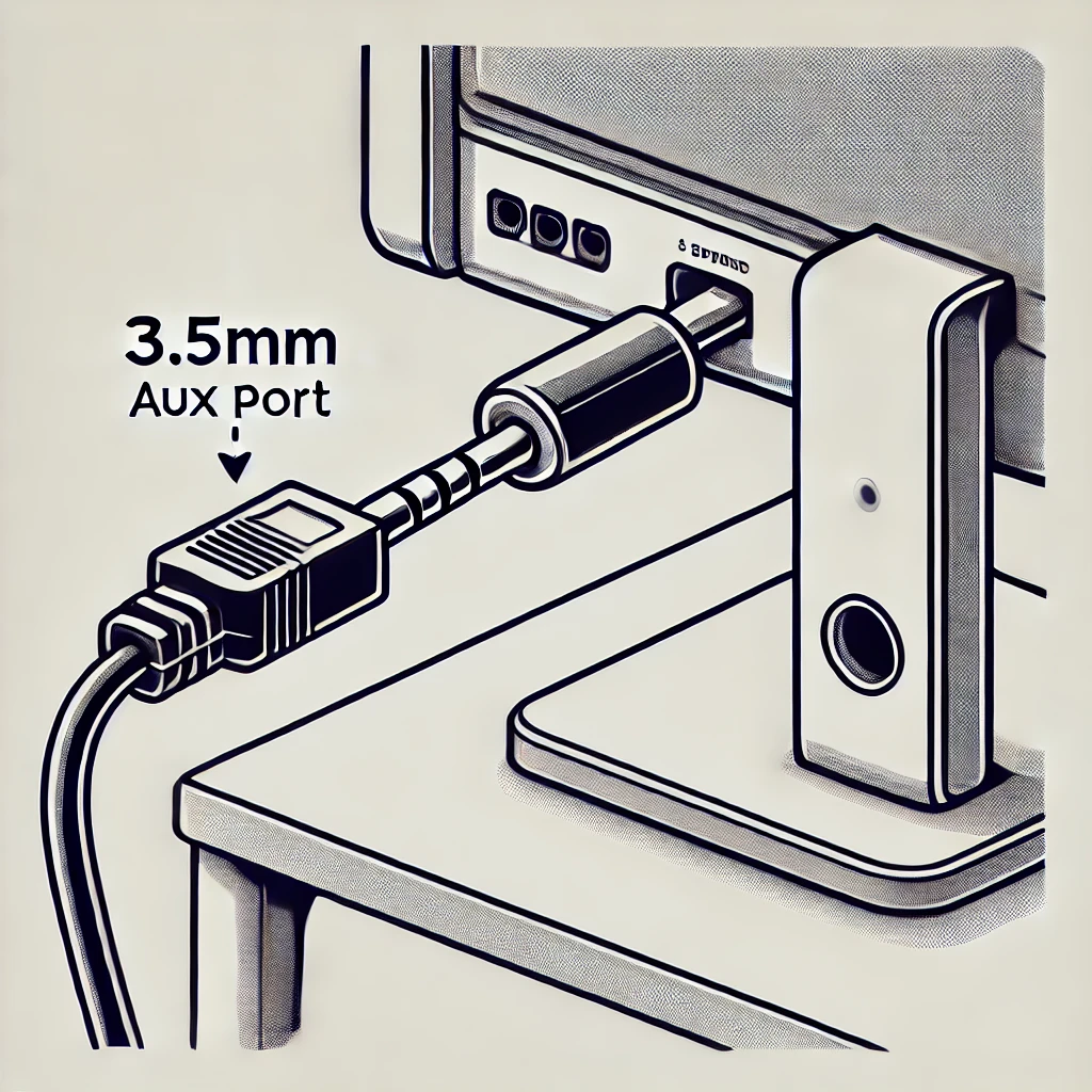모니터의 AUX에 3.5mm 오디오 케이블을 연결