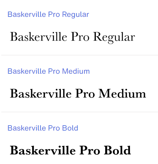 Baskerville 폰트 샘플