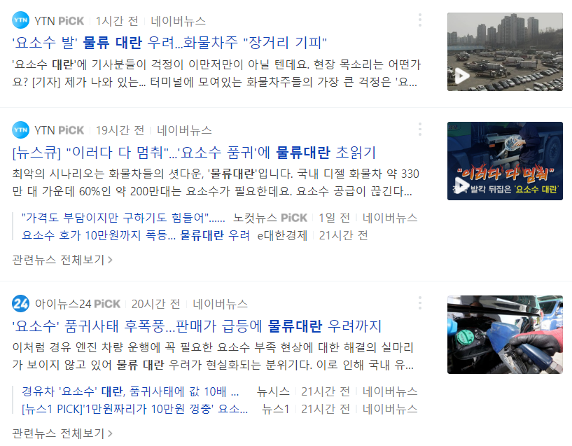  요소수 물류 대란 관련주