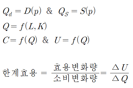  [Ⅲ 함수와 경제] 함수와 경제현상 용어정리 (생산,수요,공급,비용,효용함수)