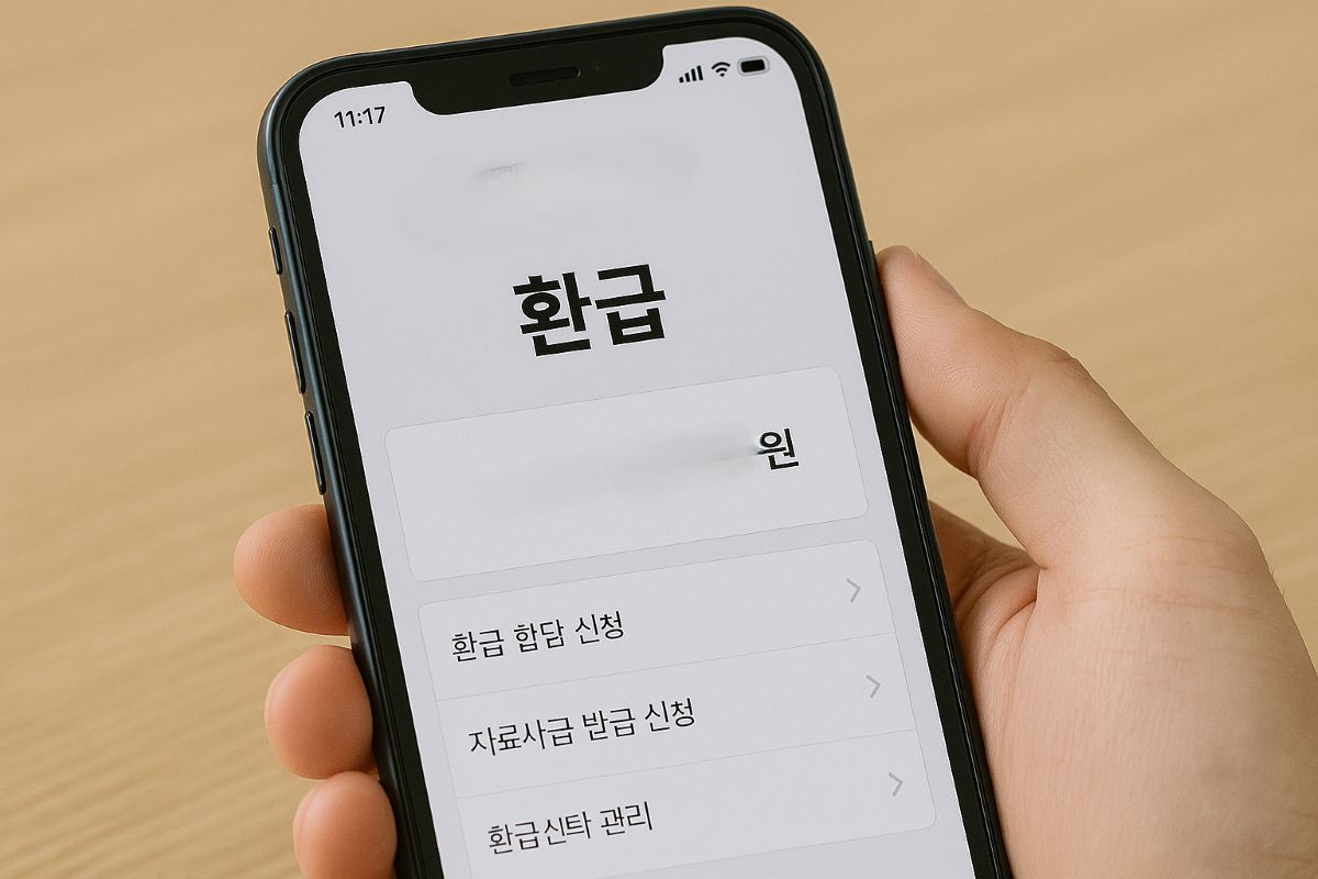 건강보험공단 앱에서 환급금 조회 화면