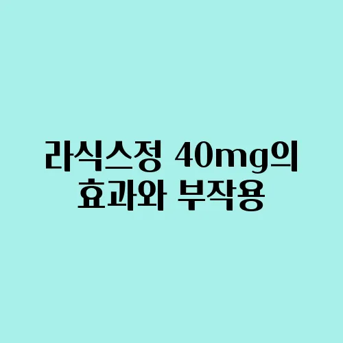 라식스정 40mg의 효과와 부작용, 이뇨제로서의 가능성은 주목할 만하다.