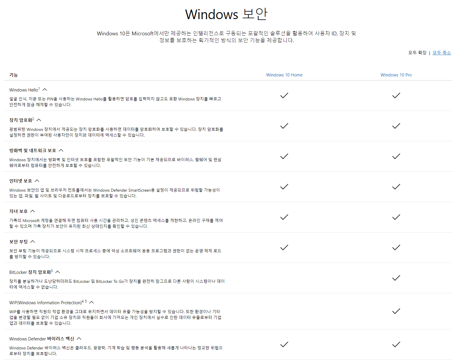윈도우 10 프로 보안 기능