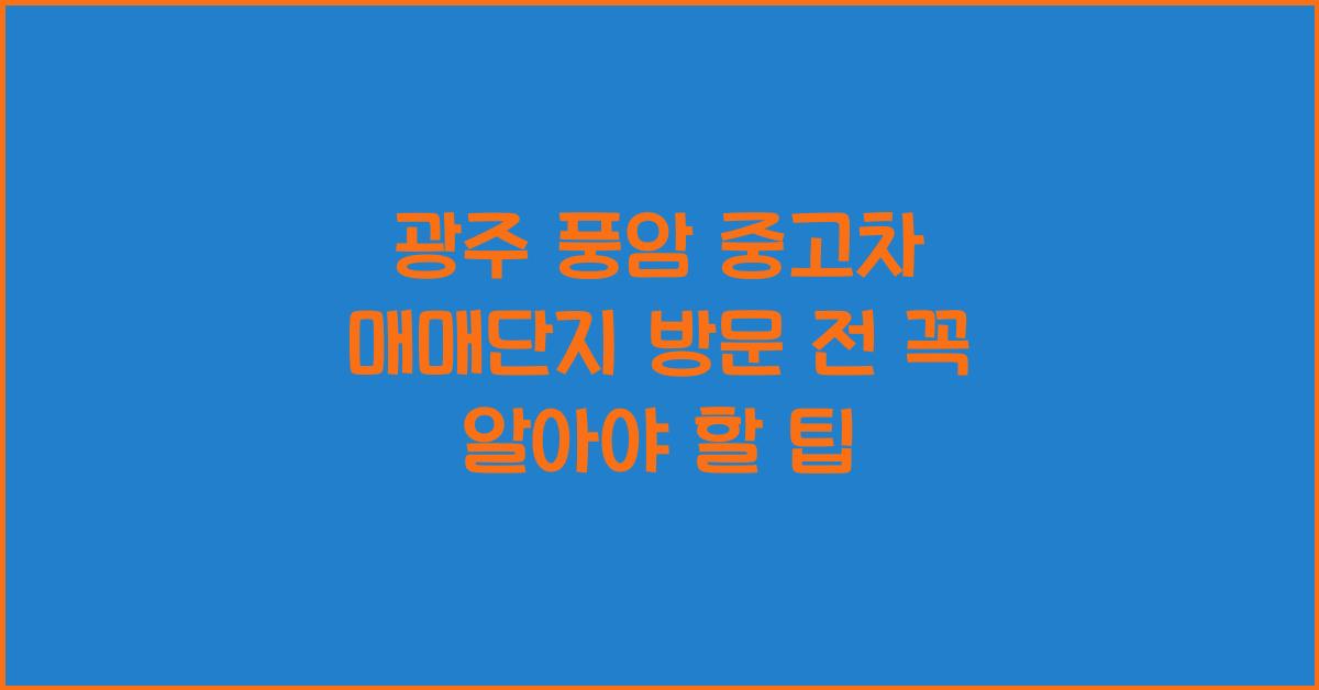 광주 풍암 중고차 매매단지