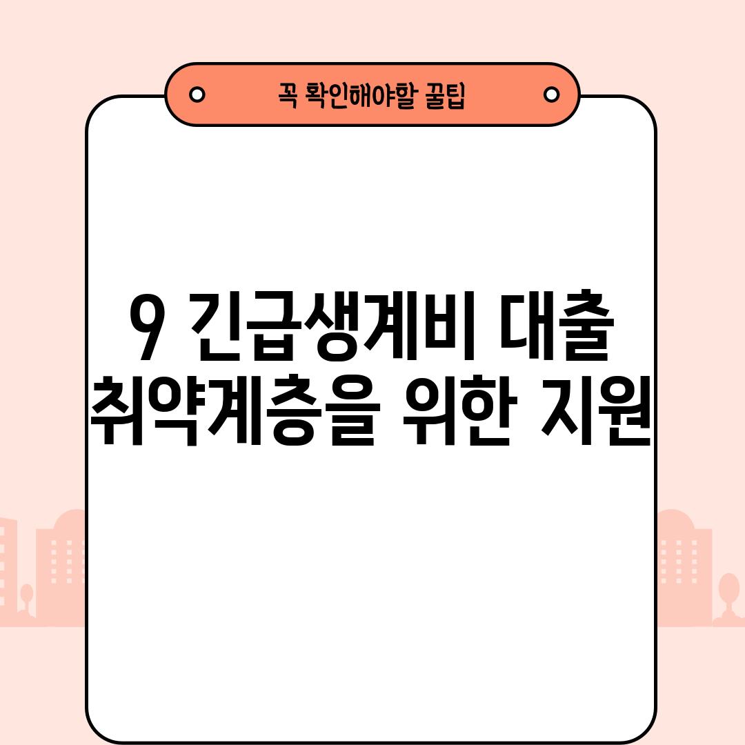 9. 긴급생계비 대출:  취약계층을 위한 지원