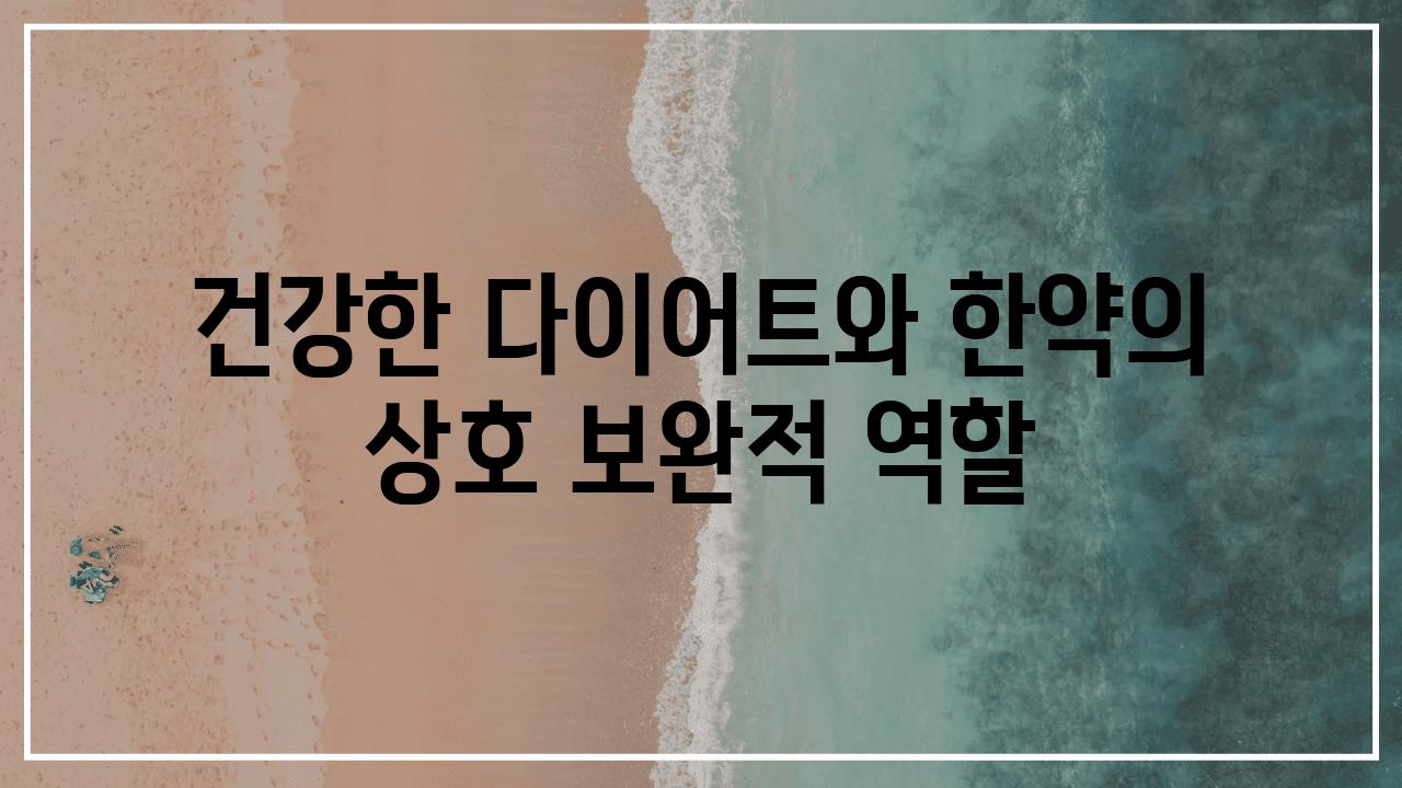 건강한 다이어트와 한약의 상호 보완적 역할