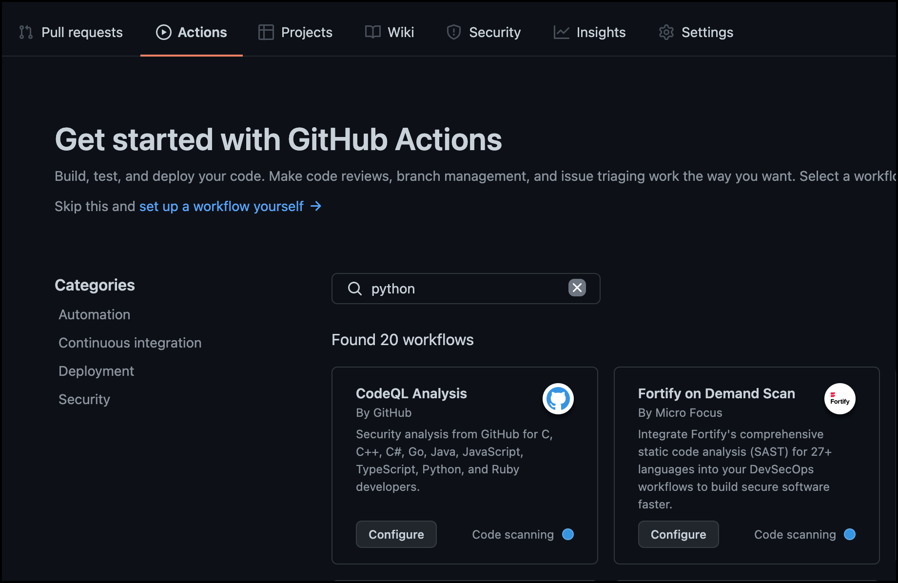 github actions