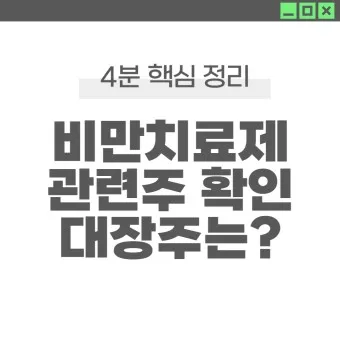 비만치료제 대장주 관련주 TOP5 총정리_2