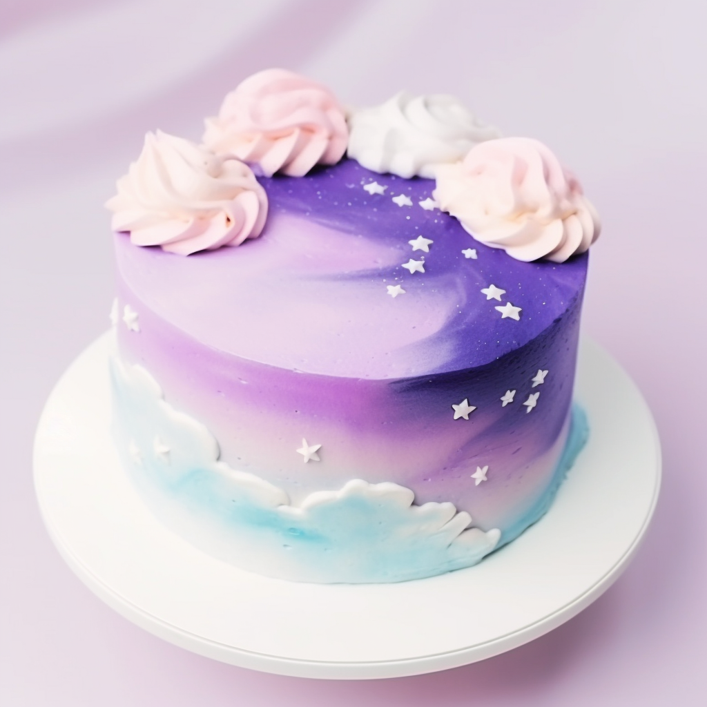 보라색 배경의 케이크2