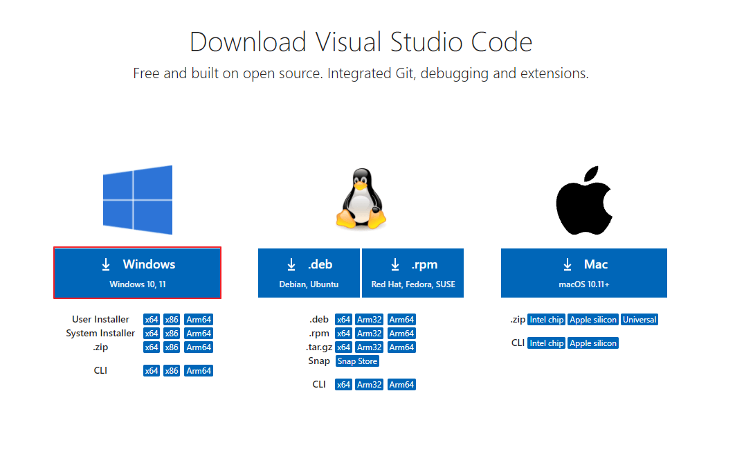 Visual Studio Code 공식 설치 사이트