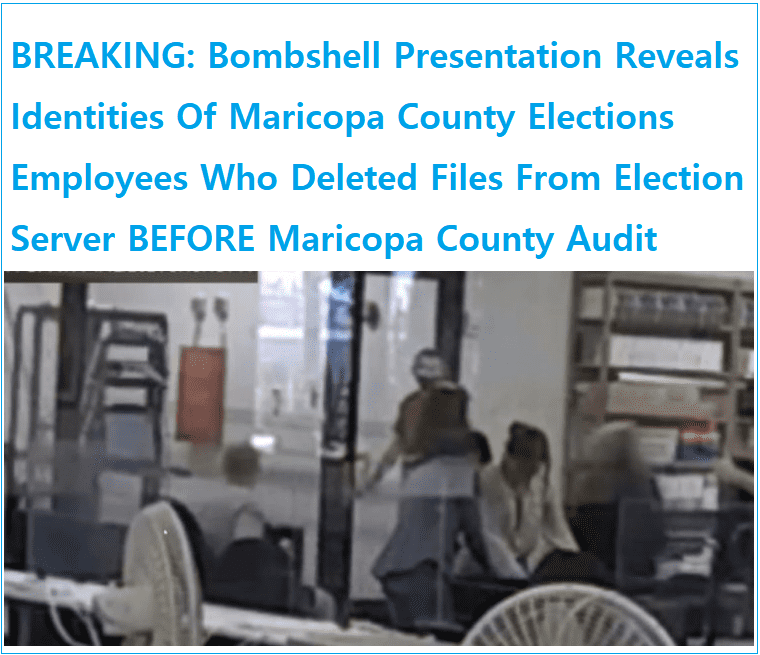  충격! 미 마리코파 선관위 서버 파일 삭제 범인 잡혔다 BREAKING: Bombshell Presentation Reveals Identities Of Maricopa County Elections Employees Who Deleted Files From Election Server BEFORE Maricopa County Audit