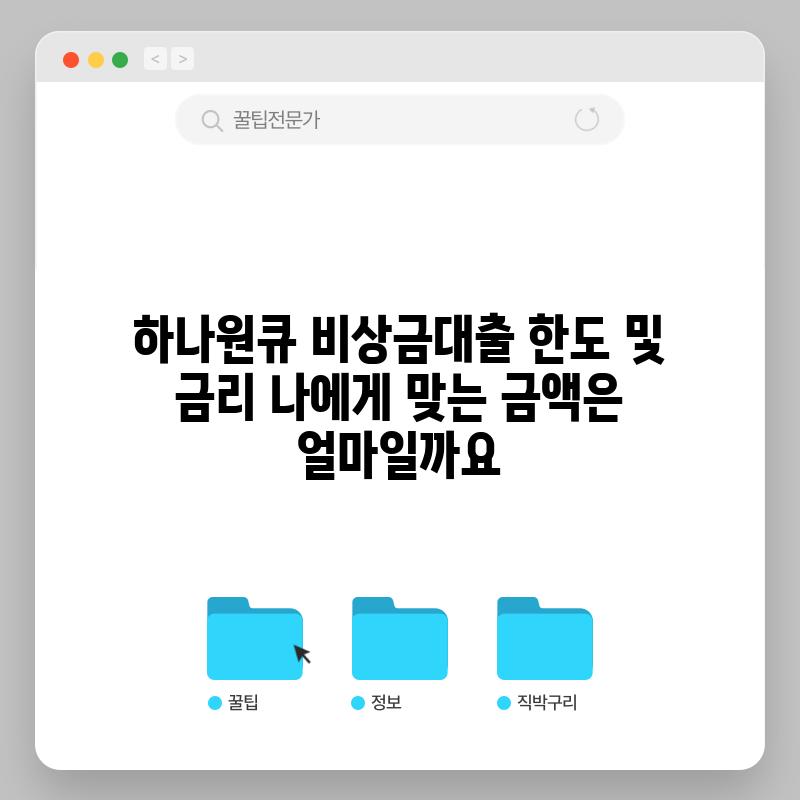 하나원큐 비상금대출 한도 및 금리: 나에게 맞는 금액은 얼마일까요?