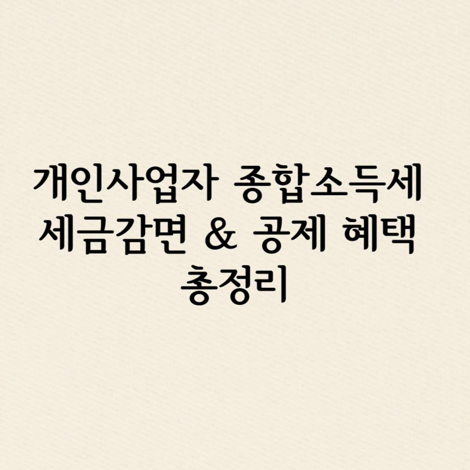 개인사업자 종합소득세 세금감면 &amp; 공제 혜택 총정리