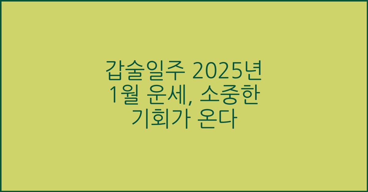 갑술일주 2025년 1월 운세