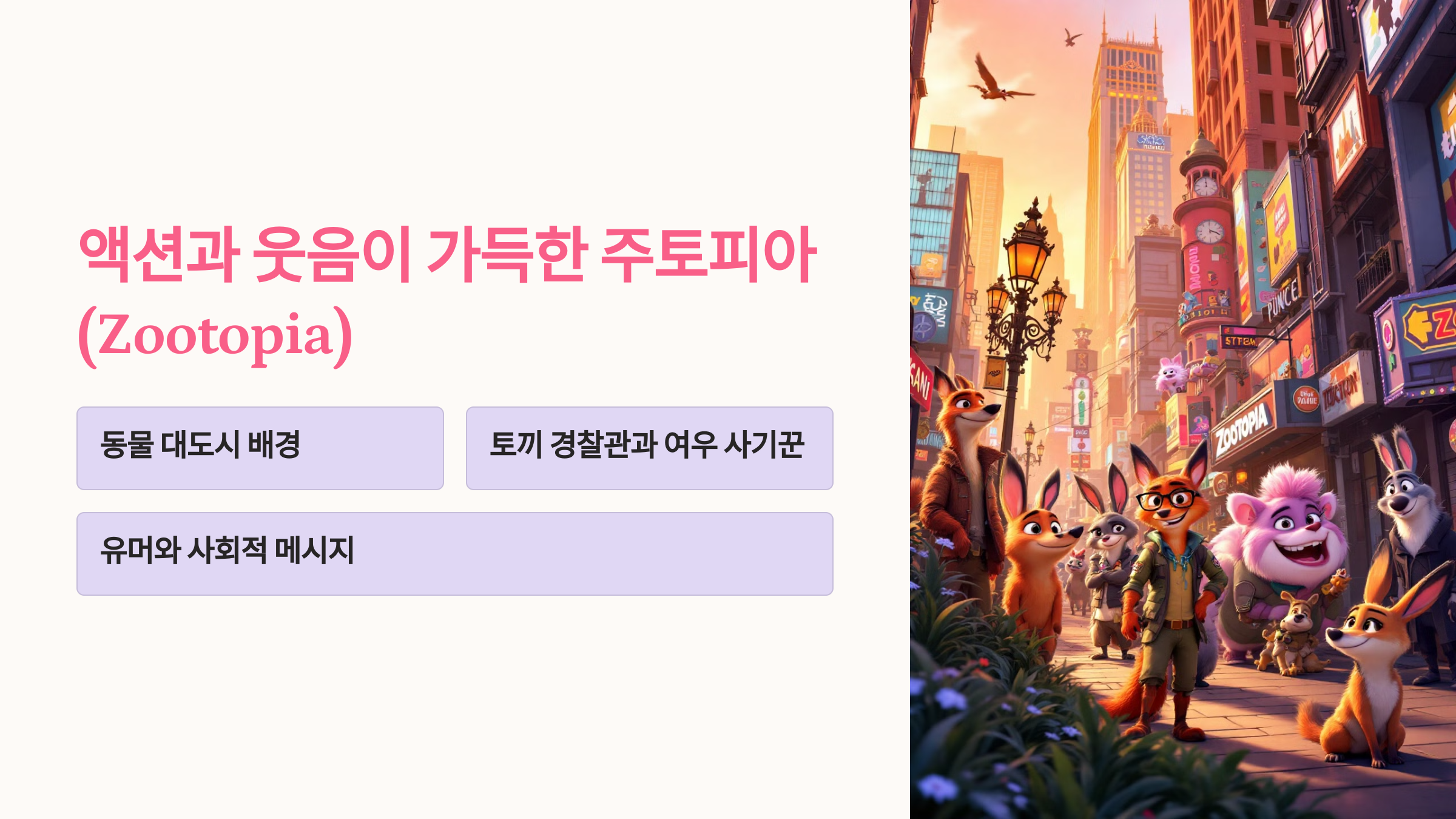 액션과 웃음이 가득한 주토피아(Zootopia)