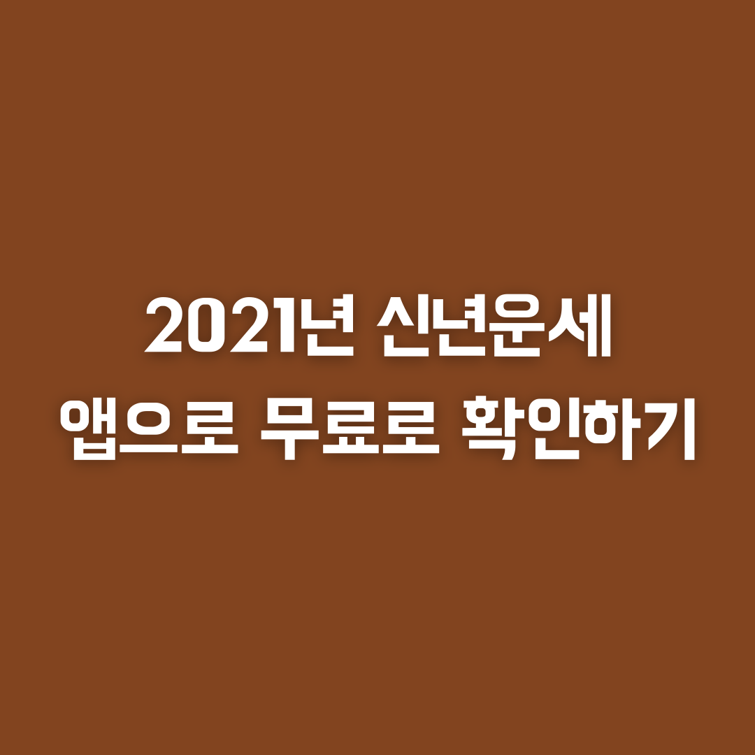  2021년 무료 신년운세 및 토정비결 앱(App)으로 확인하는 방법
