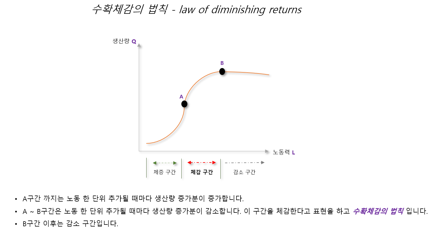 수확체감의 법칙 그래프