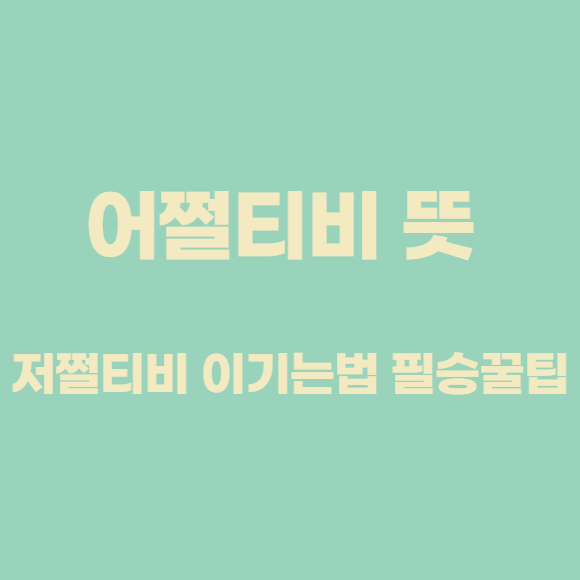  어쩔티비 뜻 저쩔티비 이기는법 필승꿀팁