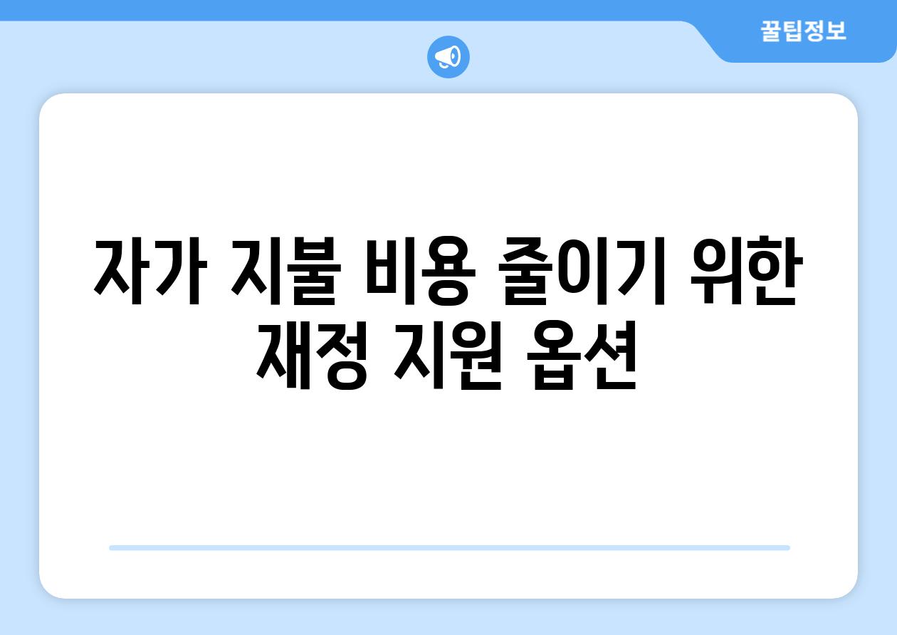 자가 지불 비용 줄이기 위한 재정 지원 옵션