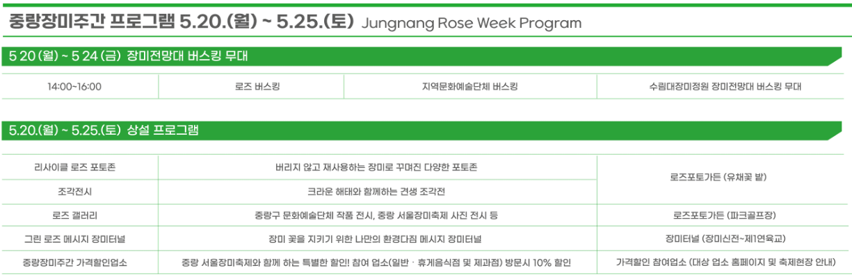 중랑 장미축제 일정